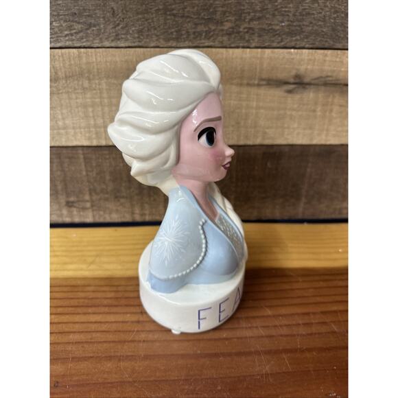 Disney Frozen Elsa Coin Piggy Bank Ceramic Statue FEARLESS Blue - Picture 2 of 5